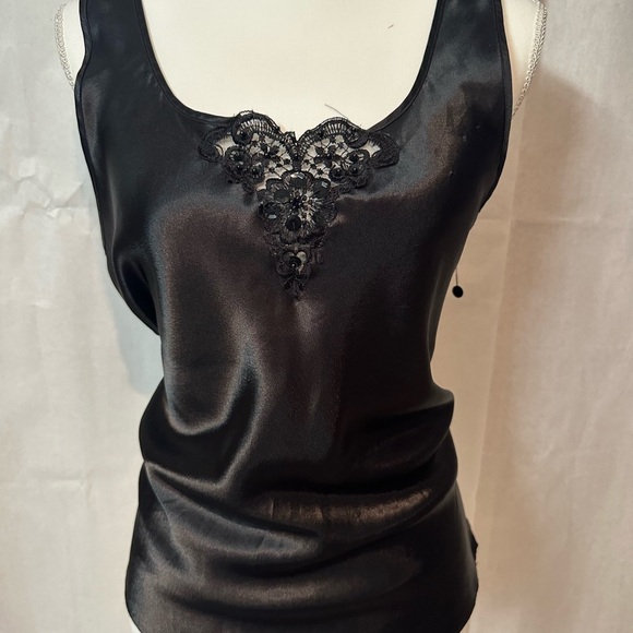 COS Black Satin Chemise with Lace Detail - Picture 4 of 8